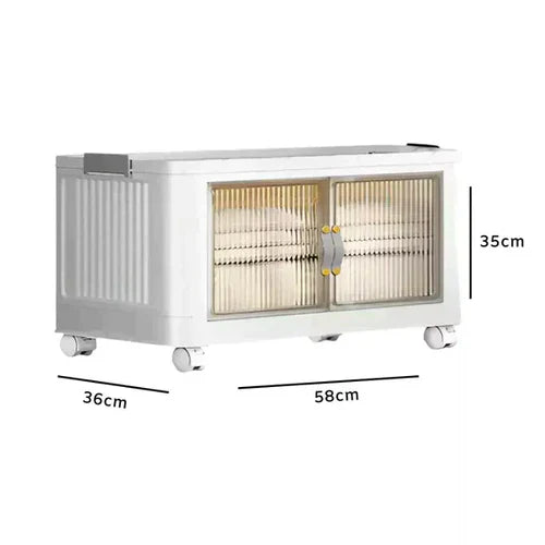 BoxMax™ – Kit de 12 Cajas Organizadoras Apilables con Ruedas y Puerta Frontal