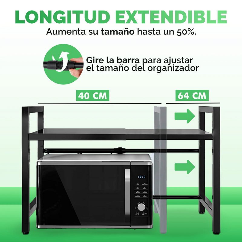 ShelfMax™ – Organizador Extensible de Microondas Resistente y Ajustable