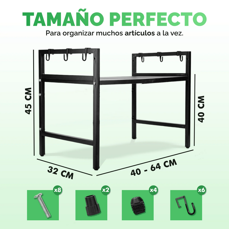ShelfMax™ – Organizador Extensible de Microondas Resistente y Ajustable
